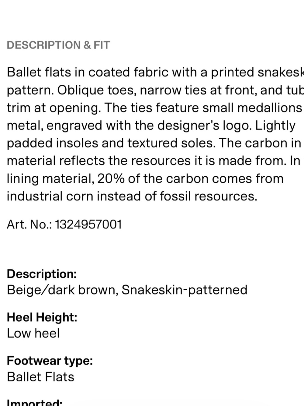 Stella McCartney H&M Python Ballet Flats - Picture 4 of 4